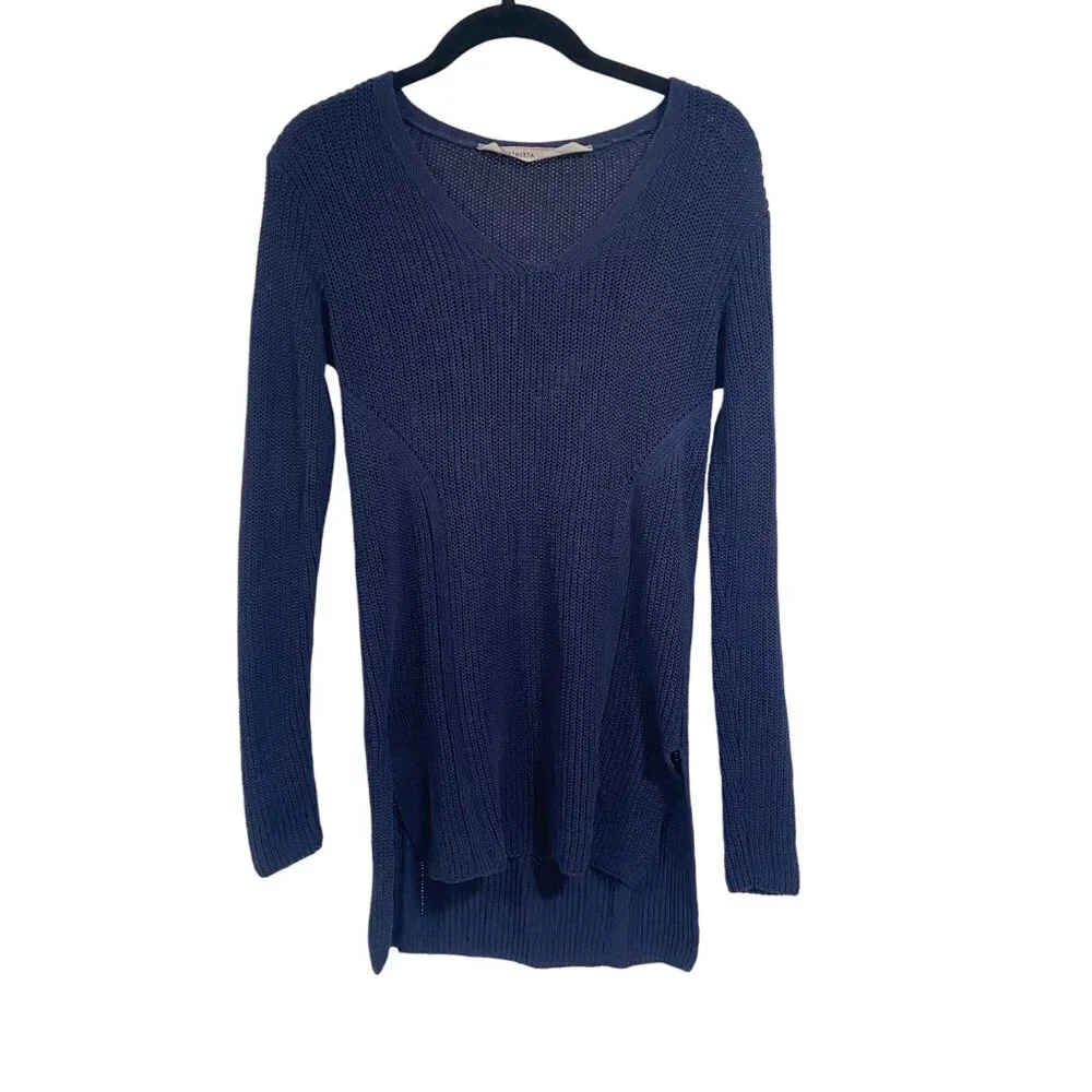 Athleta Highline V-Neck‎ Navy Blue Tunic Sweater Size XS
